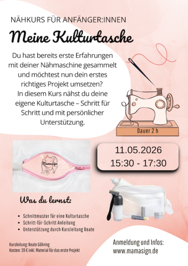 Workshop - meine Kulturtasche - 11.05.2026 (15:30 - 18:00)