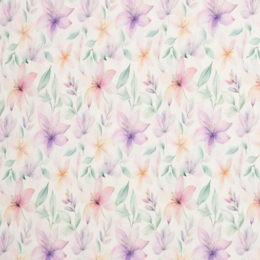 Rippjersey - Hermine -Lilien - natur/bunt