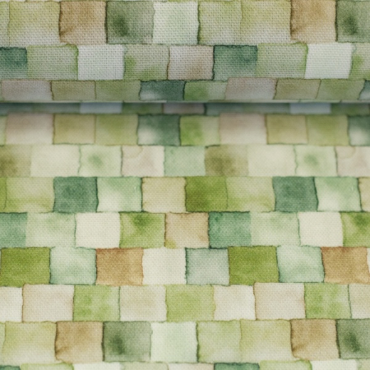 Dekostoff Laura - Karos grün/beige