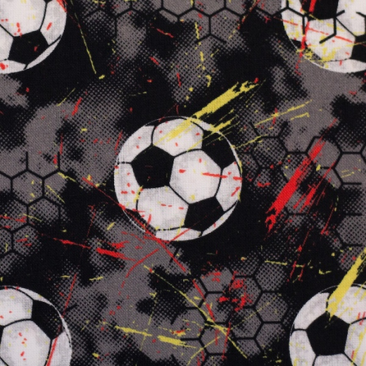 Baumwolle - Fußball - grau/schwarz - Swafing