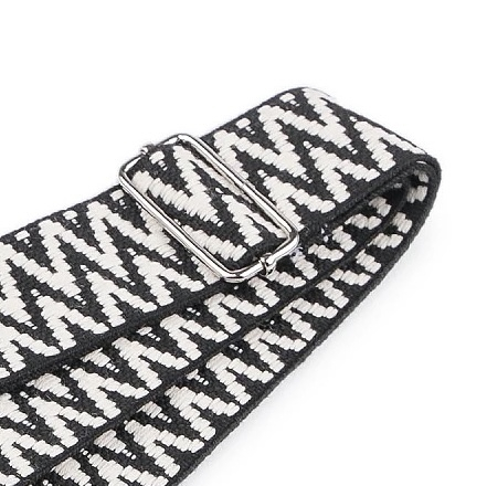 Taschengurt mit Karabinern, Breite 3,8 cm -  schwarz/weiß mit silbernen Karabiner