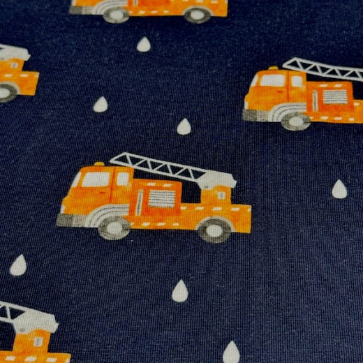 Baumwolljersey Feuerwehr auf Nachtblau