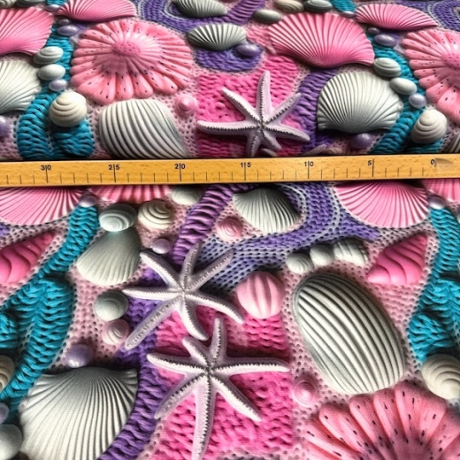 Canvas Stoff Muscheln & Seesterne – Maritime Dekostoff in Leinenoptik