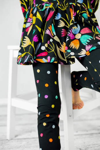 SWAFING • Baumwolljersey Flowerpop by Hip Som Hap, schwarz