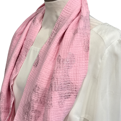 Musselinloop rosa mit Glitzer - weicher Loopschal für Damen