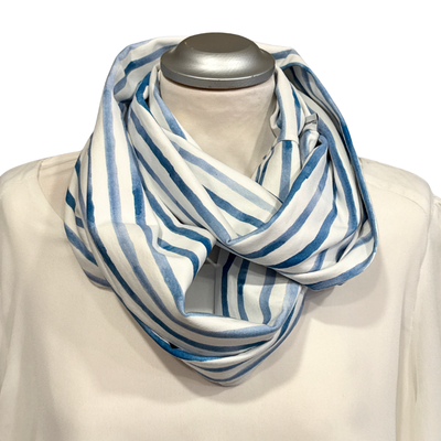 Jersey Loopschal blau weiß gestreift - Loop für Damen