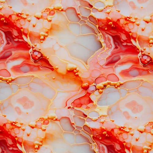 French Terry Flowing Bloom by Sarah Mariam – Liquid Apricot/Koralle