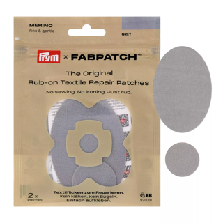 Rub-on Patch MERINO hellgrau – Reparaturflicken für Strick und Wolle