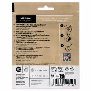 Rub-on Patch MERINO hellgrau – Reparaturflicken für Strick und Wolle