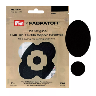 Rub-on Patch MERINO schwarz – Reparaturflicken für Strick und Wolle