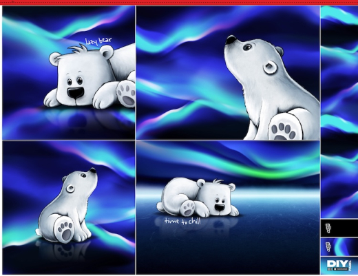 Kissenpanel Eisbär mit Polarlichtern - on the rocks by Thorsten Berger