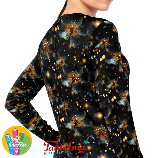 90cm Reststück - French Terry Golden Elegance