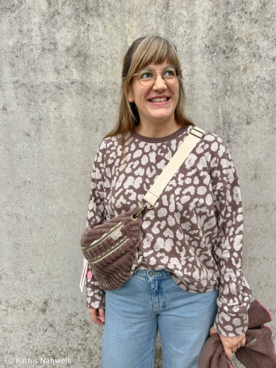Jacquard Jersey - Leo Peppercorn & naturweiß - Emily von Swafing