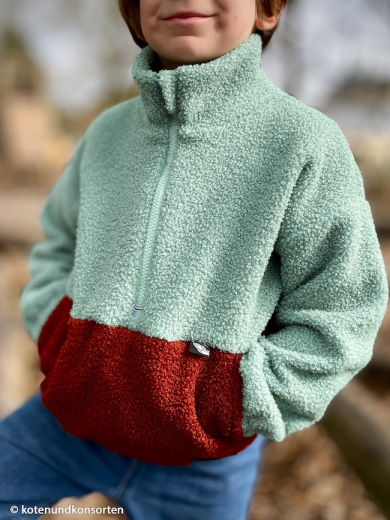 Teddy – Bouclé-Fleece in altmint