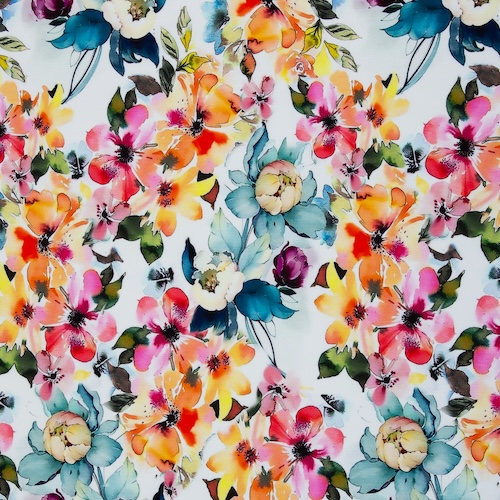 Baumwolljersey Lena  – bunte Blumen auf hellem Grund - von Swafing | Meterware