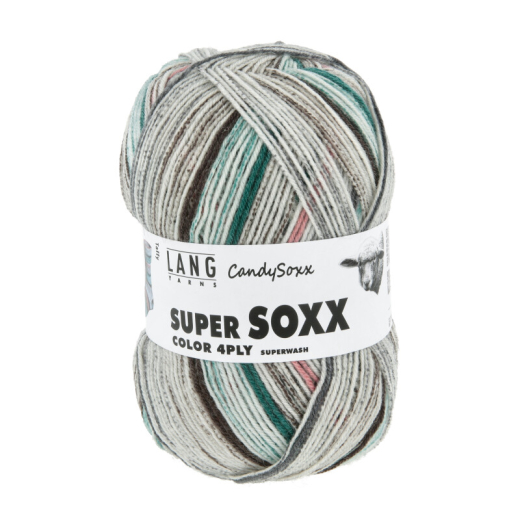 Super Soxx 4-fach Candy Soxx Taffy in Lachs, Petrol (Fb. 591), Sockenwolle von Lang Yarns