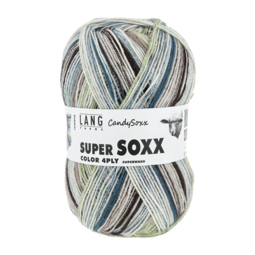 Super Soxx 4-fach Candy Soxx Gummieis in grün, blau (Fb. 593), Sockenwolle von Lang Yarns