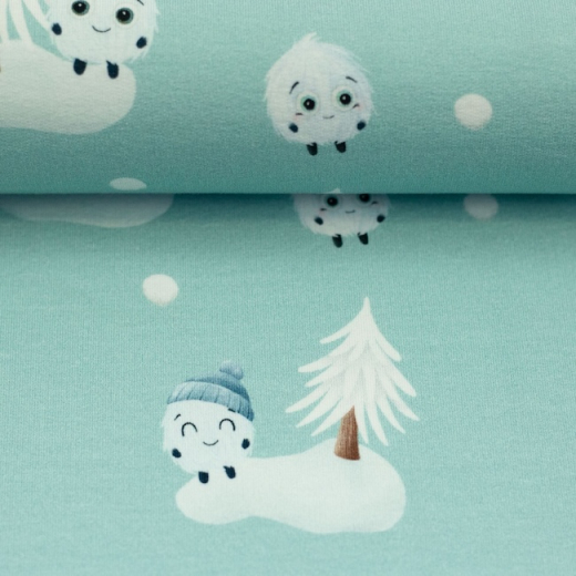 French Terry - FLUFFY by Mrs Mint Design - Fluffy mit Tannenbaum in mint