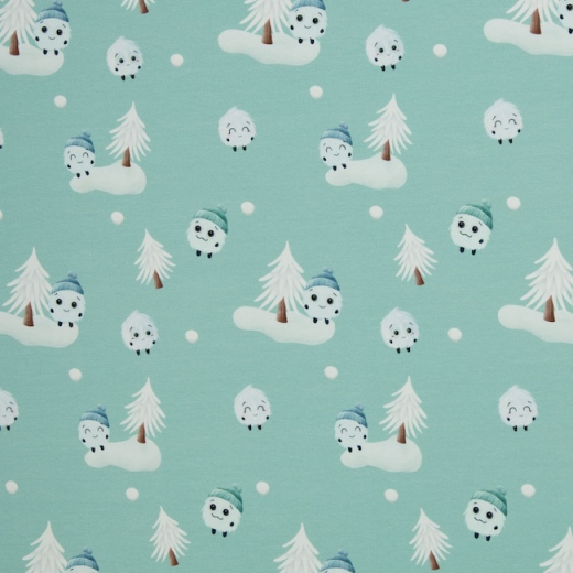 French Terry - FLUFFY by Mrs Mint Design - Fluffy mit Tannenbaum in mint