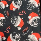 Baumwolldruck - Katzen mit Mützen Weihnachten Baumwolldruck - Katzen mit Mützen Weihnachten