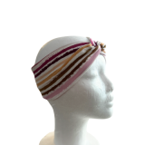 Knotenstirnband weiß mit bunten Streifen Knotenstirnband weiß mit bunten Streifen