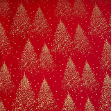 Baumwolle - goldene Weihnachstbäume auf Rot