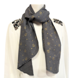 Schaltuch in dunkelgrau mit goldenen Schuhen