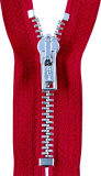 Reißverschluss rot - silber 16cm - nicht teilbar