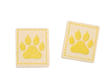 Etikett Pfote weiß-gelb aus Kunstleder