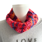Strickloop - Kurzloop aus Sockenwolle - rosa/rot/blau