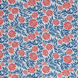 Kim Baumwolle weiß mit großen Blumen in blau/rot Kim Baumwolle weiß mit großen Blumen in blau/rot