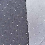 65cm Reststück - Hilco - Jeansstretch DESTINY mit Webpunkte -dunkles jeansblau