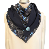 Dreieckstuch mit Blüten auf dunkelblauen Untergrund