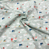 Baumwollstoff Junge Linie - Störche - grün