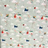 Baumwollstoff Junge Linie - Störche - grün