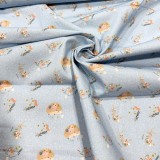 Baumwollstoff Capri - Mäuse und Igel - hellblau