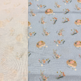 Baumwollstoff Capri - Mäuse und Igel - hellblau