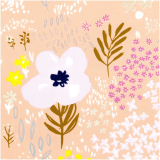 Baumwolle Nature Blumen Orange Metallic