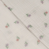 Musselin mit Blütenstickerei in weiß