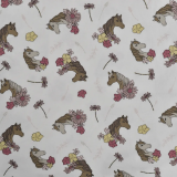 Baumwolljersey Pferde mit Blüten