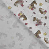 Baumwolljersey Pferde mit Blüten