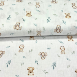S&W Stoffe • Musselin Double Gauze Digital Druck Bär, Hase, Kuh
