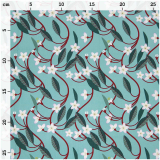 Rico Design • Baumwoll-Popelin, Kirschblüten, türkis