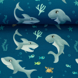 SWAFING • Baumwolljersey Haie, Krabben, Fische, petrol - Ahoi! by mrs Mint design SWAFING • Baumwolljersey Haie, Krabben, Fische, petrol - Ahoi! by mrs Mint design