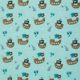 SWAFING • Baumwolljersey SWAFING •  Piratenschiffe, Papageien, hellblau - Ahoi! by mrs Mint design