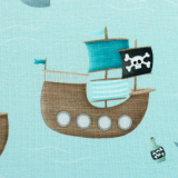 SWAFING • Baumwolljersey SWAFING •  Piratenschiffe, Papageien, hellblau - Ahoi! by mrs Mint design