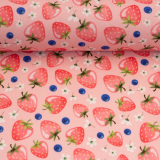 Baumwolle - Früchte - Erdbeeren, Blaubeeren, rosa - Swafing