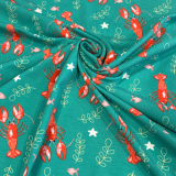 Baumwolljersey in Türkis mit Hummer