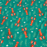 Baumwolljersey in Türkis mit Hummer