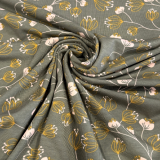 Baumwolljersey florales Muster auf waldgrünen Untergrund